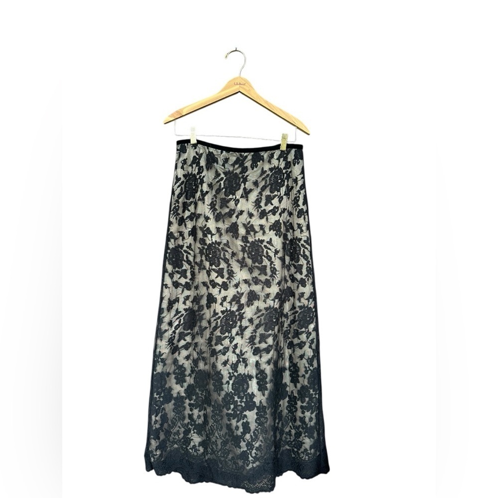Talbots Womens Floral Nylon Lace Embroidered Full Skirt Size 8 Whimsygoth Fairy
